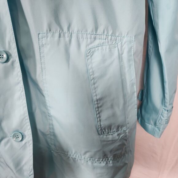 Norm Thompson Women Blue Windbreaker Lightweight Jacket Large Button Front Hood - Picture 4 of 16